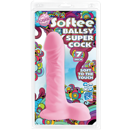 Розовый фаллос Softee с мошонкой 7in фото 3