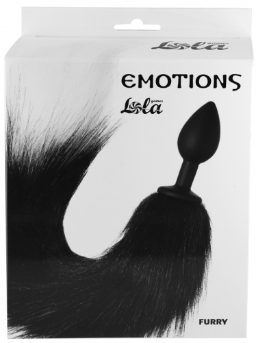 Анальная пробка с черно-белым хвостиком Emotions Furry 42см фото 3