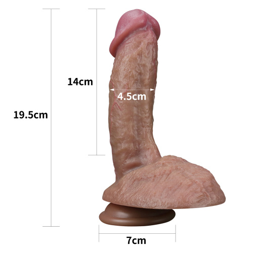 Рельефный фаллос-мулат с мошонкой Lovetoy Silicone Cock 20 см фото 16