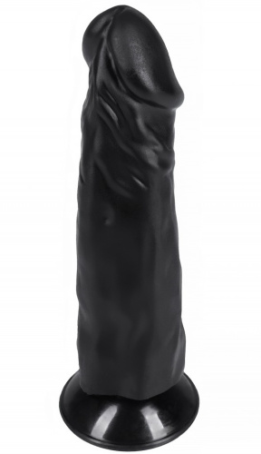 Реалистичный черный фаллоимитатор на присоске 21 см фото 4