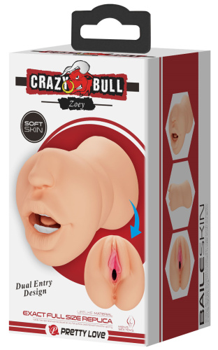 Двусторонний мастурбатор Crazy Bull Zoey вагина и ротик фото 9