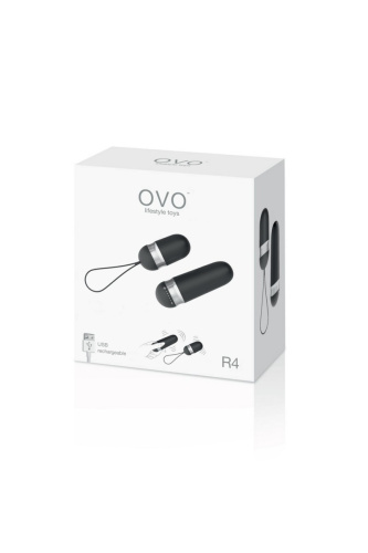 Черное виброяйцо на дистанционном управлении Ovo R4 фото 2