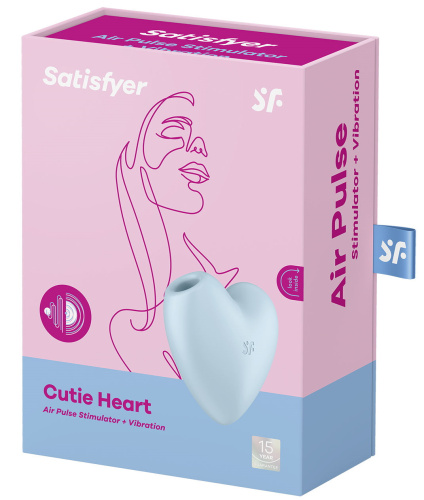 Вакуумно-волновой стимулятор с вибрацией Satisfyer Cutie Heart голубой фото 8