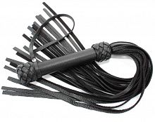 Черная плеть с турецким плетением из натуральной кожи 60 см