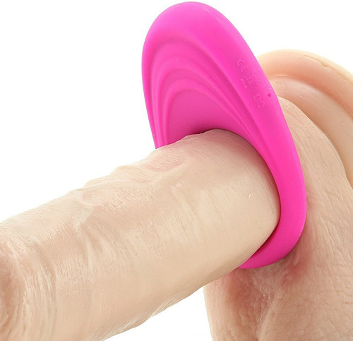 Розовое эрекционное виброкольцо Embrace Pleasure Rings фото 3