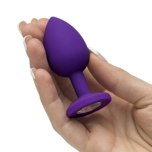 Фиолетовая силиконовая пробка с розовым кристаллом S фото 2