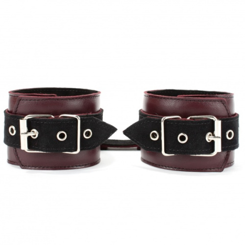 Оковы на ноги из натуральной кожи бордо фото 3