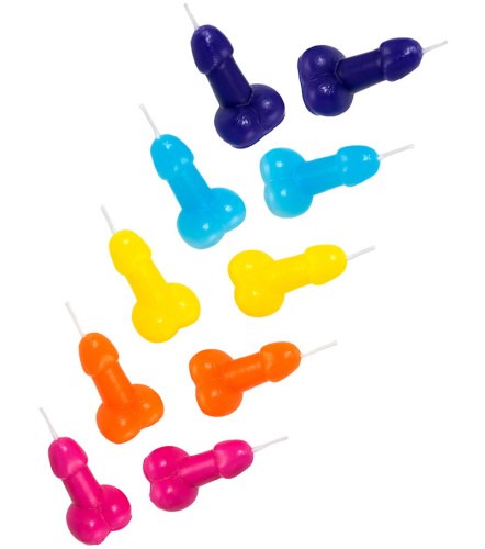 Разноцветные свечки-пенисы Pecado 10 шт фото 3