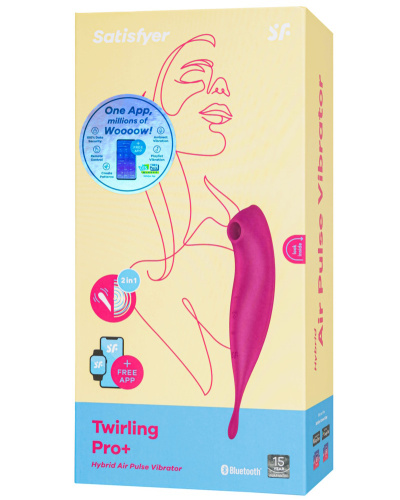 Вакуумный смарт-стимулятор с вибростимулирующим отростком Satisfyer Twirling Pro+ красный фото 11