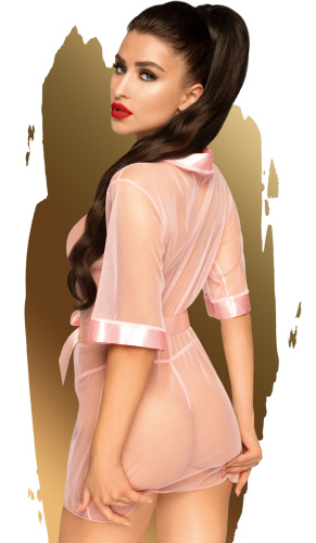 Прозрачный розовый халатик со стрингами Penthouse Midnight Mirage S/L фото 2