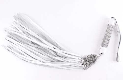 Плеть из натуральной кожи Heavy Metall белая 70 см фото 3