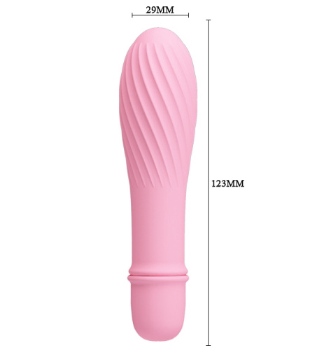 Классический мини вибратор с ребристой поверхностью Solomon нежно-розовый фото 5