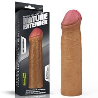 Удлиняющая насадка на пенис Revolutionary Silicone Nature Extender мулат + 5,5 см