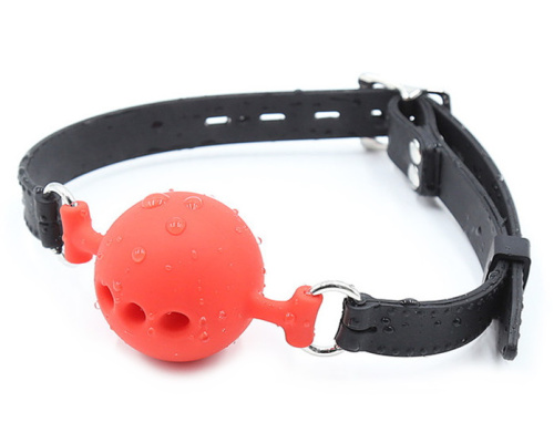 Кляп-шар из медицинского силикона красного цвета L фото 2