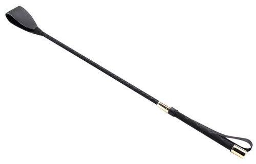 Кожаный черный стек с золотистой ручкой 60 см фото 5