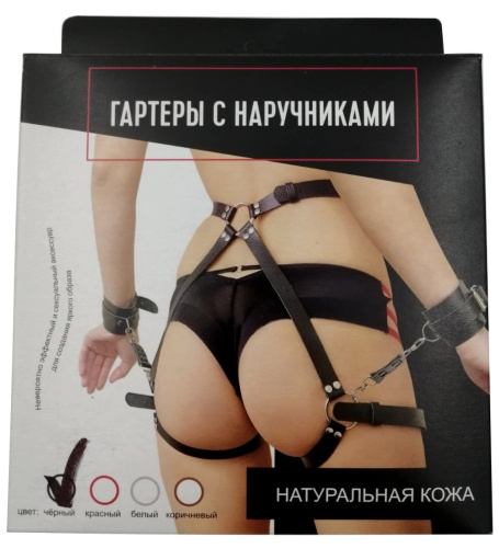 Кожаные гартеры на ноги с наручниками фото 4