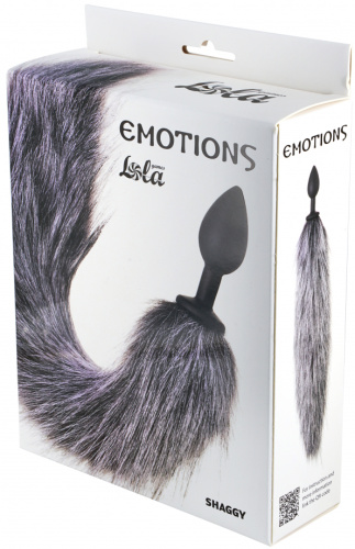 Анальная пробка с серым хвостиком Emotions Shaggy 42 см фото 4