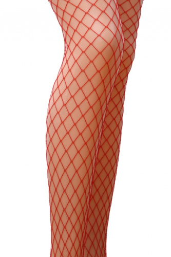 Колготки в среднюю сетку TI019 красные размер 1/2 фото 2