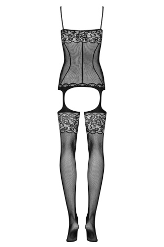 Сексуальный черный боди-комбинезон с нежными узорами S/L фото 6