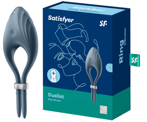 Эрекционное кольцо с вибрацией Satisfyer Duelist серый