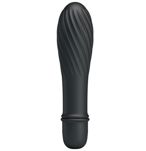 Классический мини вибратор с ребристой поверхностью Solomon черный фото 2