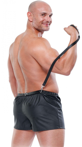 Черные мужские боксеры с поводком Fetish Obedience Boxer L/XL