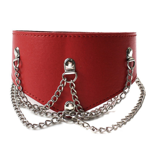 Красный ошейник с цепочками фото 2