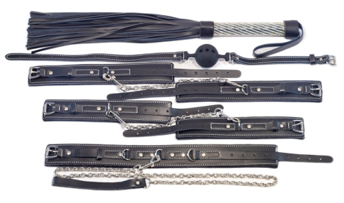 Кожаный БДСМ набор из 6 предметов фото 2