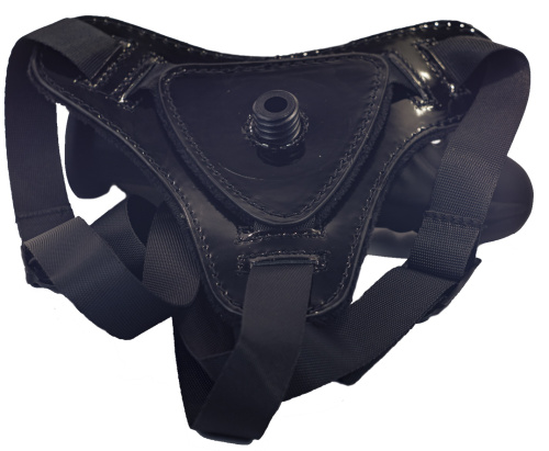 Классический черный страпон на регулируемых трусиках-стрингах 16 см фото 7