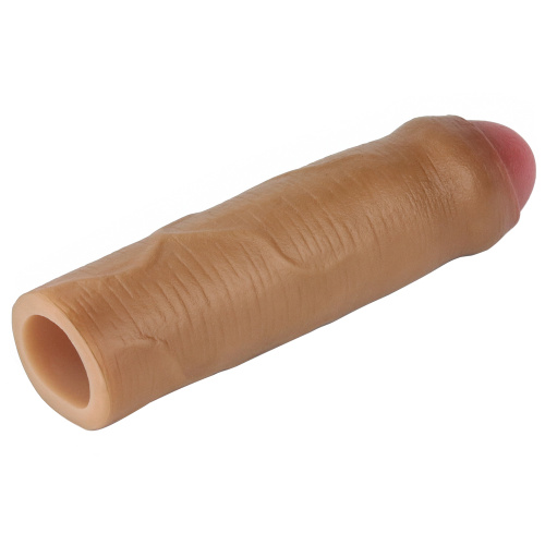 Удлиняющая закрытая насадка Revolutionary Silicone Nature Extender мулат + 4 см фото 2