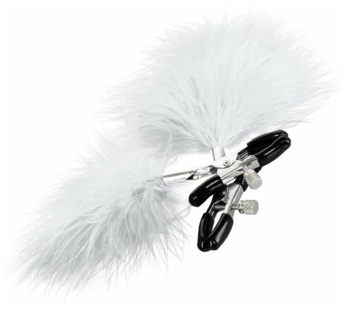 Сексуальные зажимы на соски с белыми перышками фото 4