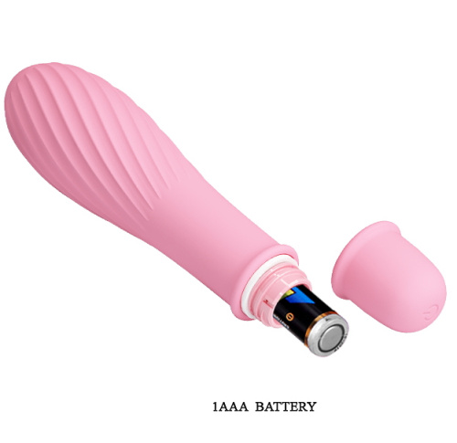 Классический мини вибратор с ребристой поверхностью Solomon нежно-розовый фото 6