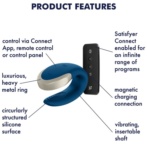 Смарт-стимулятор для пар Satisfyer Double Love голубой фото 4