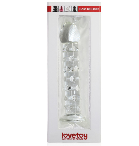 Прозрачный фаллоимитатор из стекла Glass Romance с пупырышками 17 см фото 4