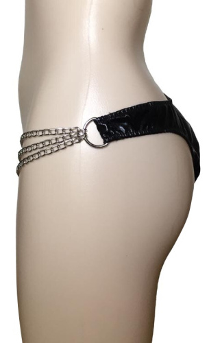 Черные трусики-стринги с цепями фото 4