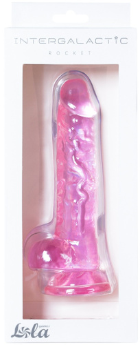 Прозрачный фаллос с мошонкой Intergalactic Rocket Pink 19 см фото 6