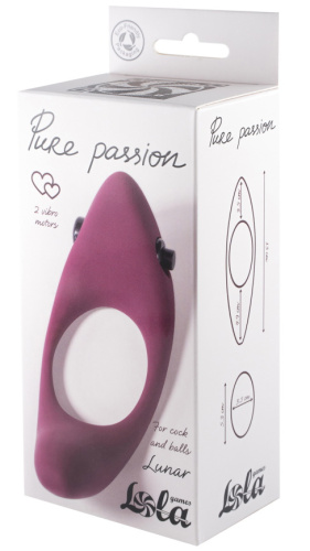 Эрекционное кольцо с двойной вибростимуляцией Pure Passion Lunar Wine Red фото 4