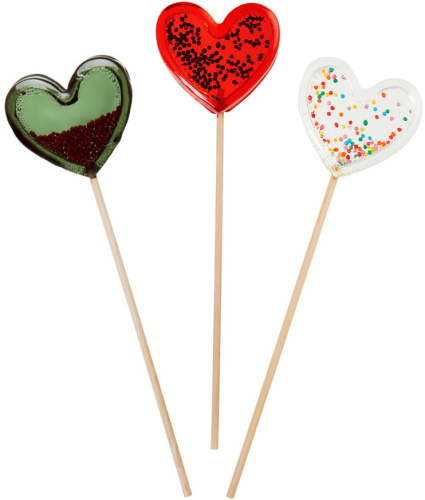 Карамельный леденец Сердечко Погремушка красного цвета фото 4