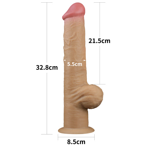 Рельефный фаллос с высоко посаженной мошонкой Lovetoy Silicone Cock 33 см фото 16