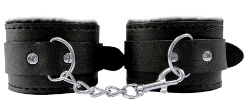 Маленькие черные наручники с мехом