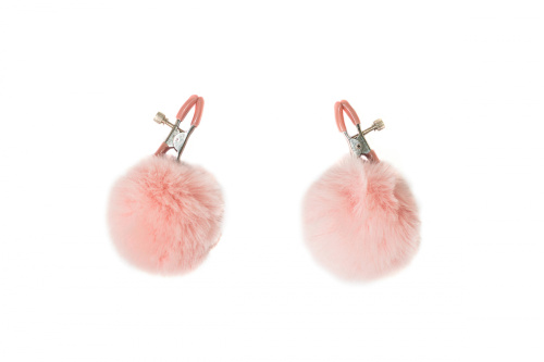 Зажимы на соски с розовым мехом Party Hard Angelic Pink фото 4