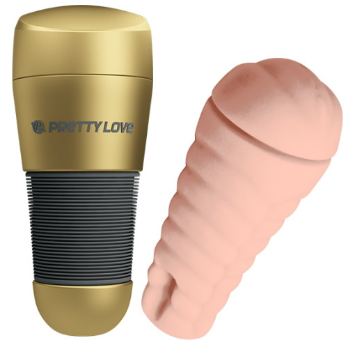 Мастурбатор-вагина в золотой колбе Pretty Love Kitty фото 2