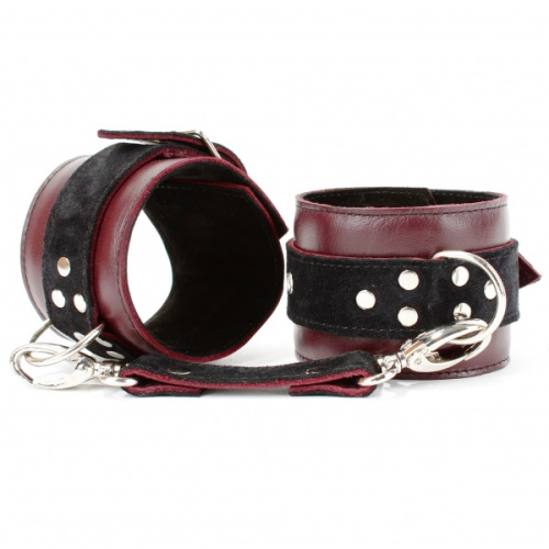 Оковы на ноги из натуральной кожи бордо фото 2