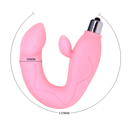 Вибромассажер для G-точки с клиторальным стимулятором розовый фото 3