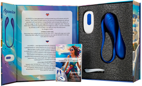 Двойной смарт-вибростимулятор Leroina App Agamien с пультом управления синий фото 12