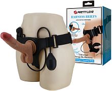 Вибрострапон на трусиках Pretty Love Harness Briefs Oher с имитацией семяизвержения 20 см