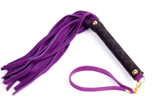 Компактная черно-фиолетовая плеть из замши 27 см фото 3