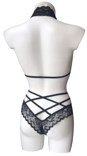 Черный кружевной комплект белья XS фото 2