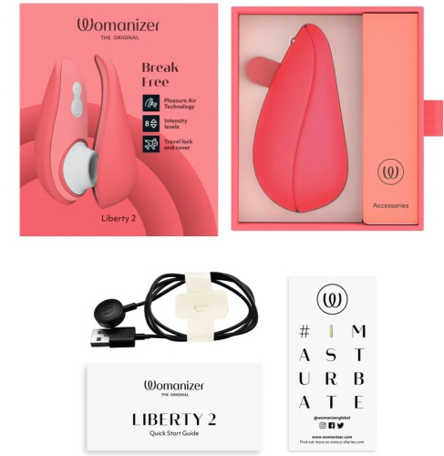 Бесконтактный вакуумно-волновой стимулятор клитора Womanizer Liberty 2 розовый фото 10