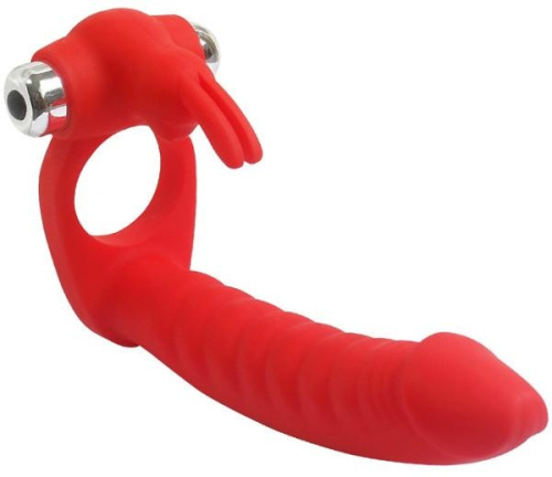 Виброкольцо для двойного проникновения Trinity Fun - Evil Teaser красный фото 3